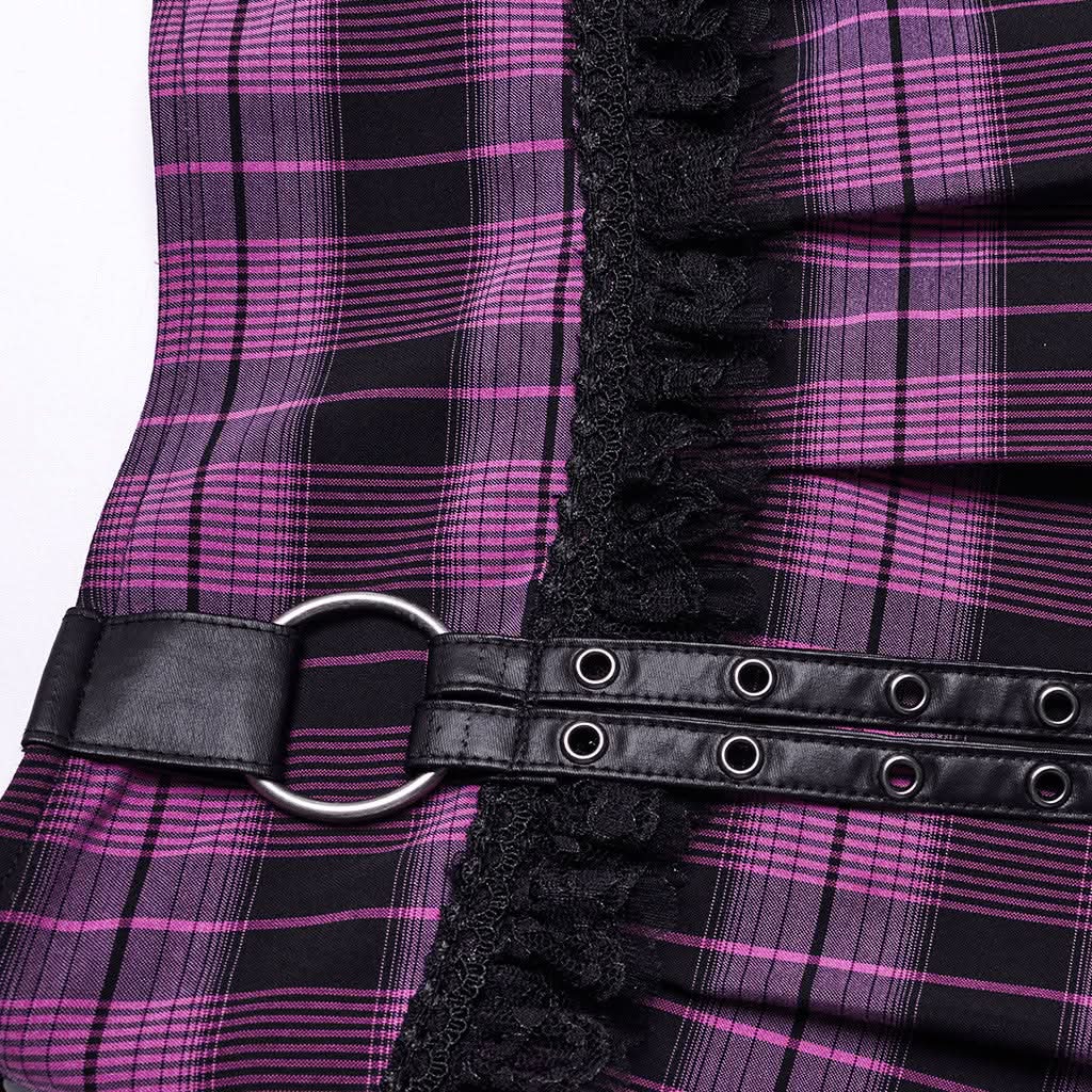 Lunar Plaid Mini Skirt (Nightshade) - PunkRave