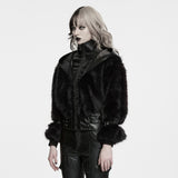 Perigee Women's Punk Faux Fur Faux Leather Coat in Black