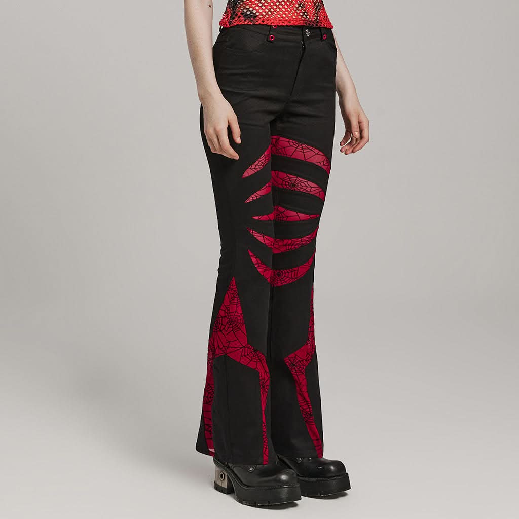Pariah Flared Trousers (Red) - PunkRave