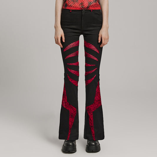 Pariah Flared Trousers (Red) - PunkRave