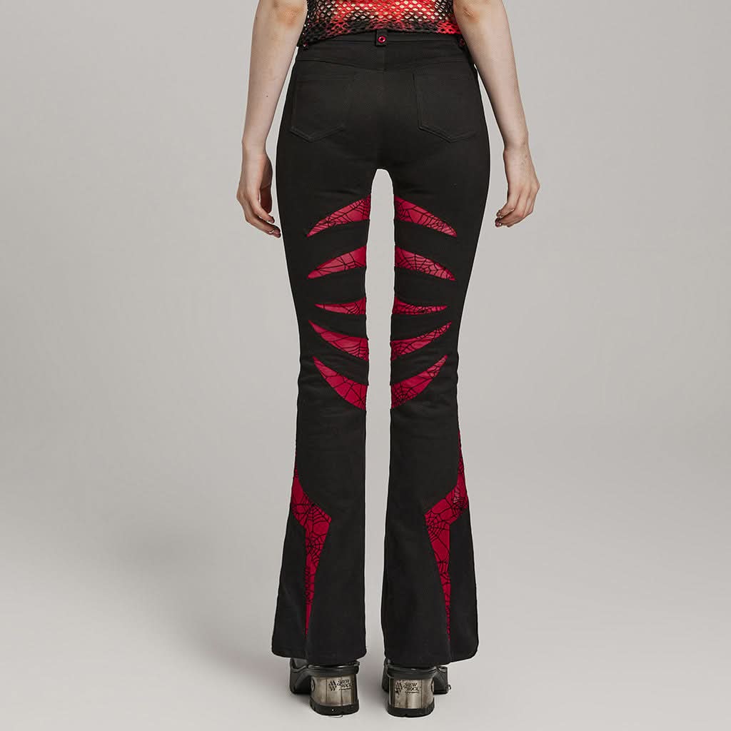 Pariah Flared Trousers (Red) - PunkRave