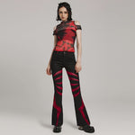 Pariah Flared Trousers (Red) - PunkRave