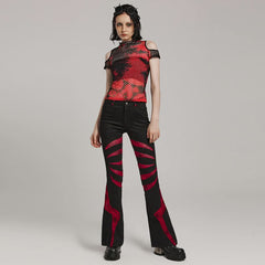Pariah Flared Trousers (Red) - PunkRave
