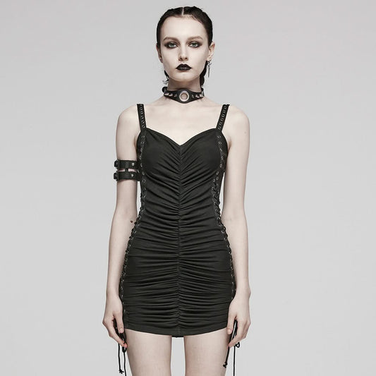 Dystopia Slip Dress (Black) - PunkRave