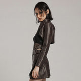 Rowena Cropped Jacket (Brown) - PunkRave