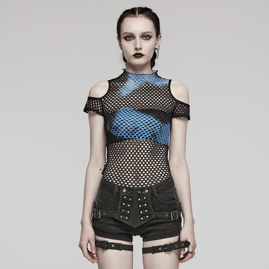 Phoenix Mesh Crop Top (Neptune's Trident) - PunkRave