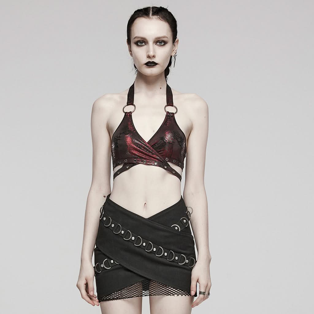 Rogue Raven Halterneck Top (Ruby) - PunkRave