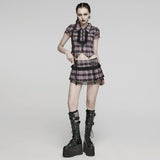 Lunar Plaid Mini Skirt (Petunia) - PunkRave
