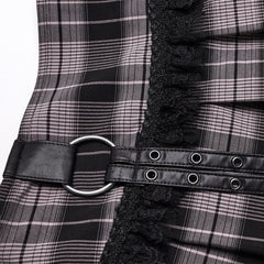Lunar Plaid Mini Skirt (Petunia) - PunkRave