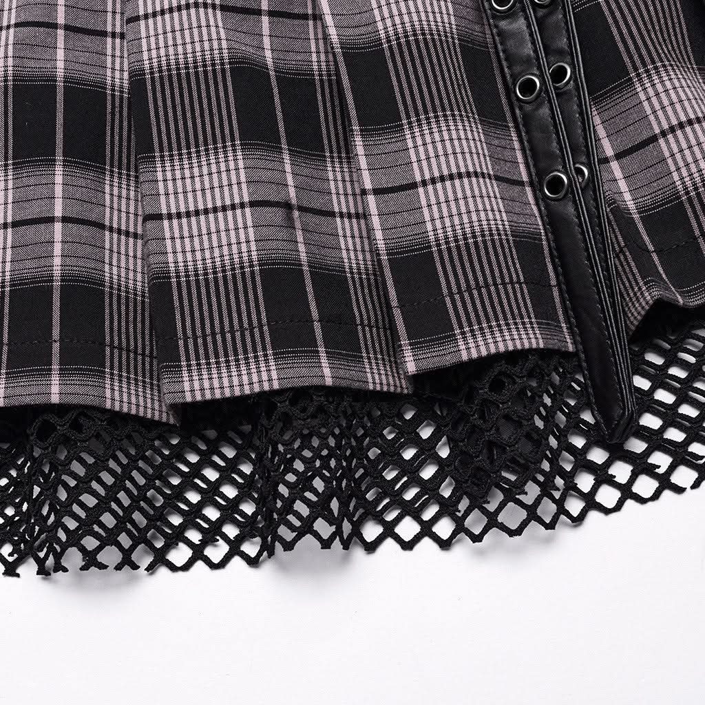 Lunar Plaid Mini Skirt (Petunia) - PunkRave