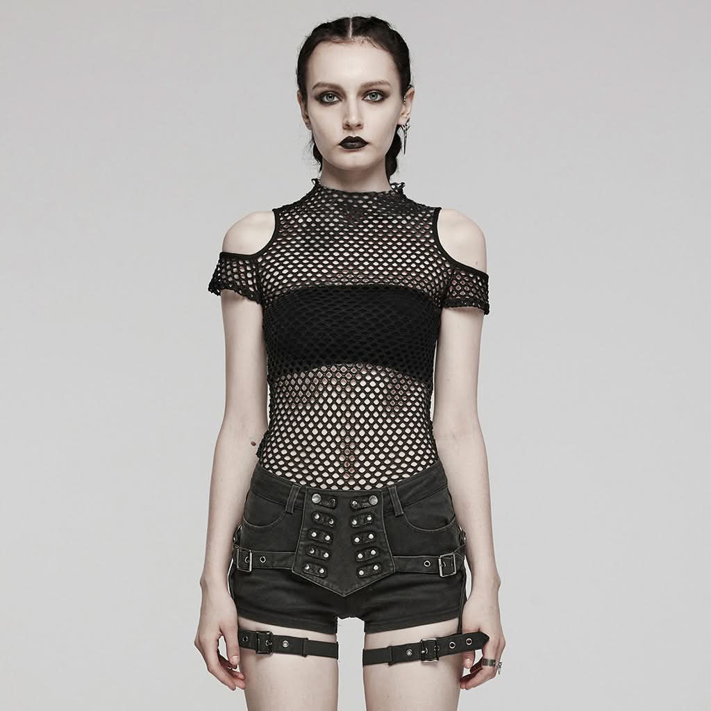 Phoenix Mesh Crop Top (Shadow Essence) - PunkRave
