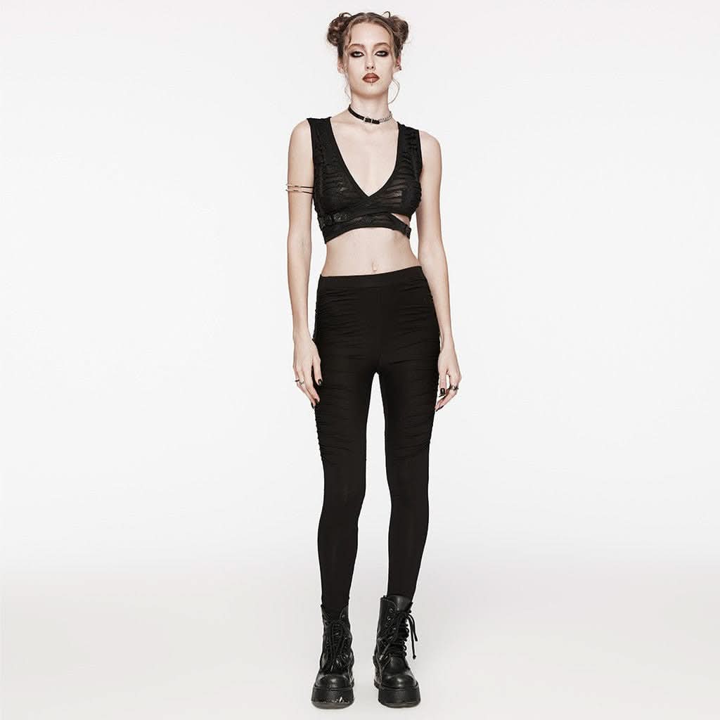 Shadowline Ruched Leggings - PunkRave