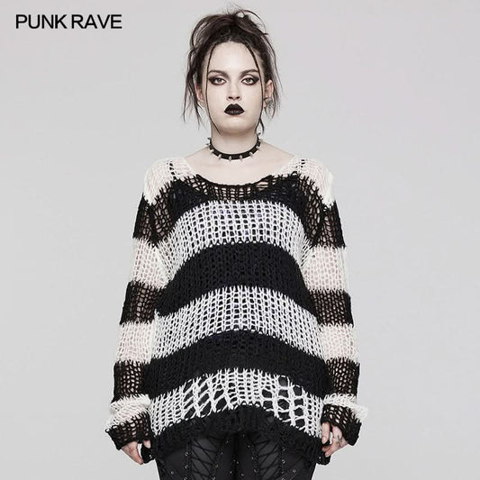 Killing Eve Distressed Sweater (White) - PunkRave