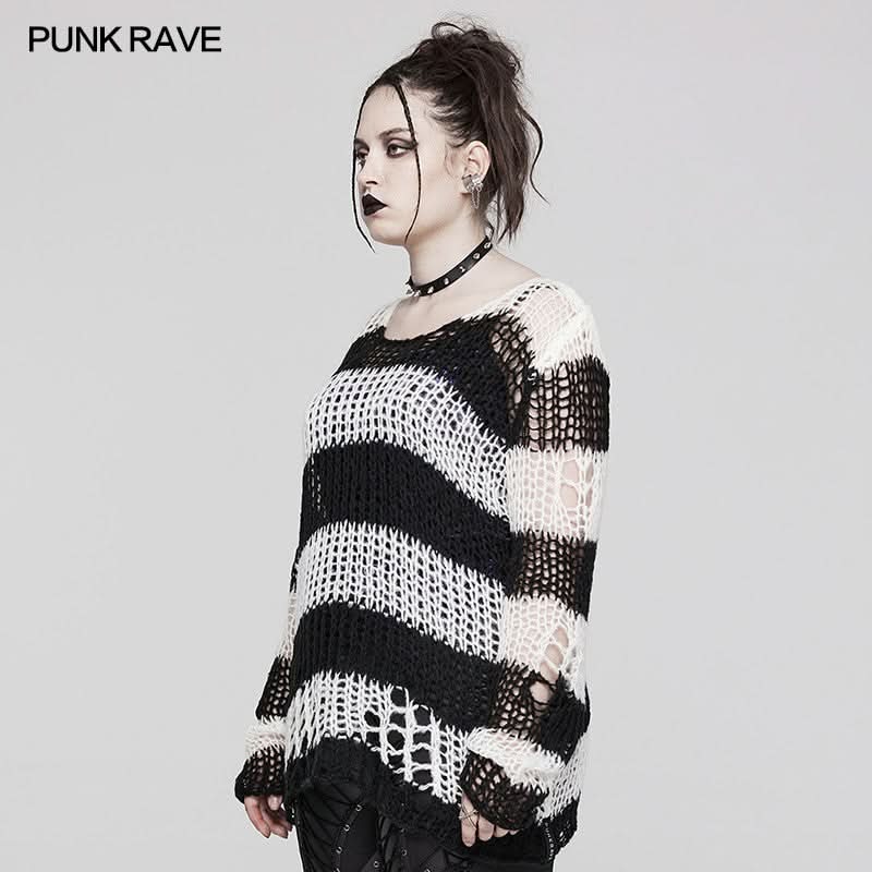 Killing Eve Distressed Sweater (White) - PunkRave