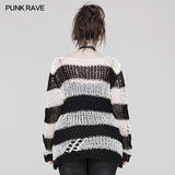 Killing Eve Distressed Sweater (White) - PunkRave