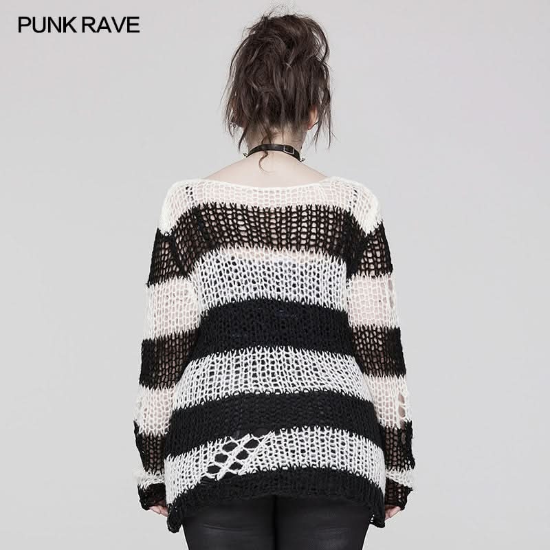 Killing Eve Distressed Sweater (White) - PunkRave