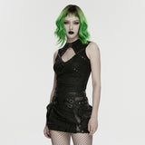 Dusk Rite Women's Gothic Top with Studded Details in Black