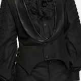 Moroi Men's Gothic Ritual Tale Pointed Hem Waistcoat in Black