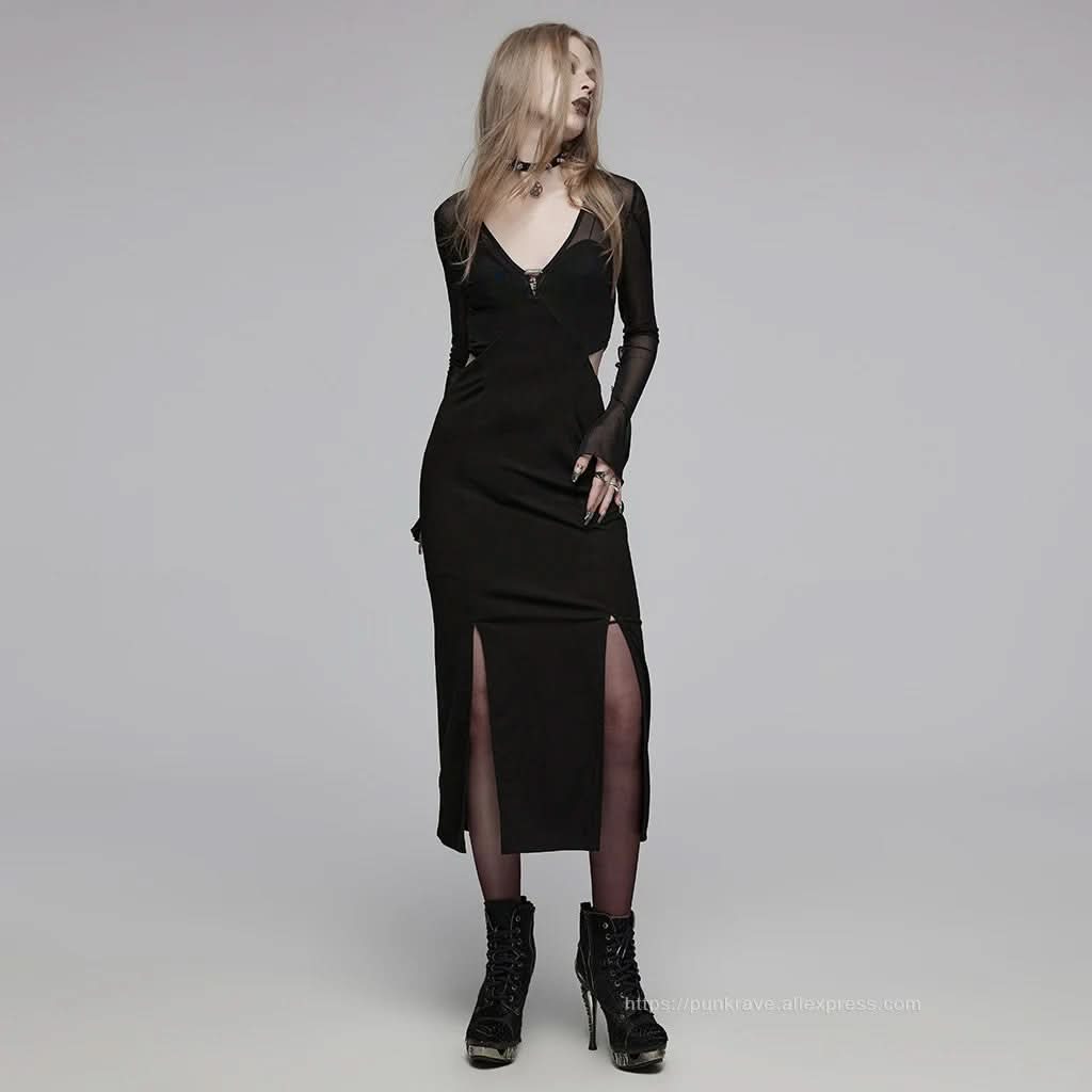 Ephemeral Echo - Slit Dress - PunkRave