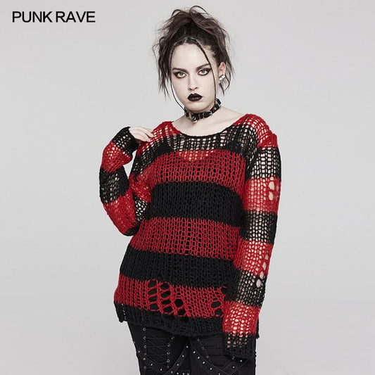 Killing Eve Distressed Sweater (Red) - PunkRave