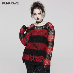 Killing Eve Distressed Sweater (Red) - PunkRave