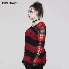 Killing Eve Distressed Sweater (Red) - PunkRave