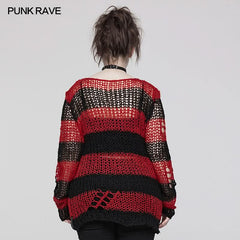 Killing Eve Distressed Sweater (Red) - PunkRave