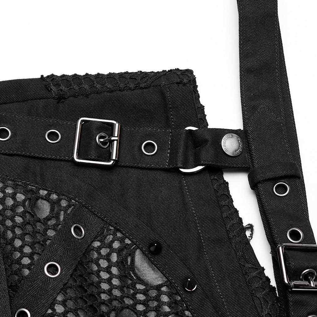 Rebel Yell Distressed Garter Shorts - PunkRave