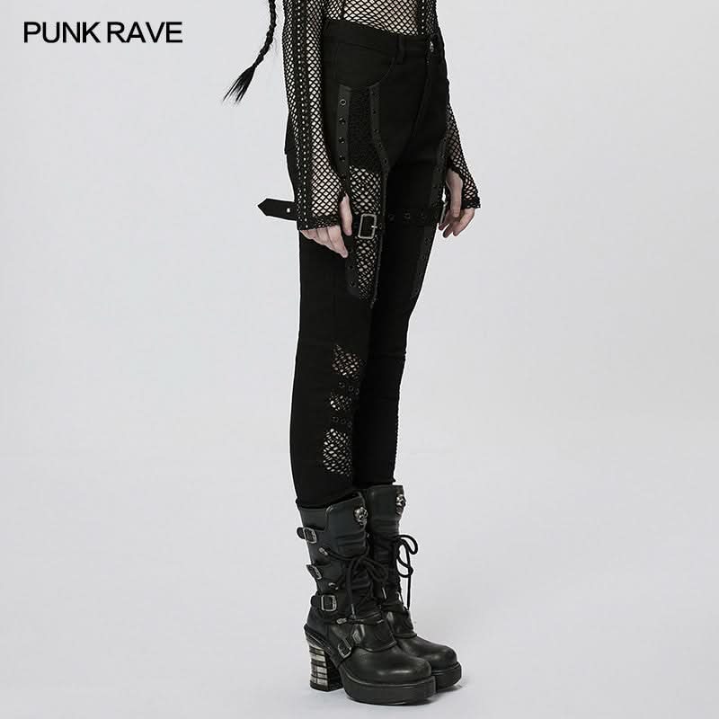 Poison Girl Mesh Spliced Pants - PunkRave