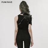 Baba Yaga Women's Punk Patent Shoulder Armor Harness in Iridescent Black