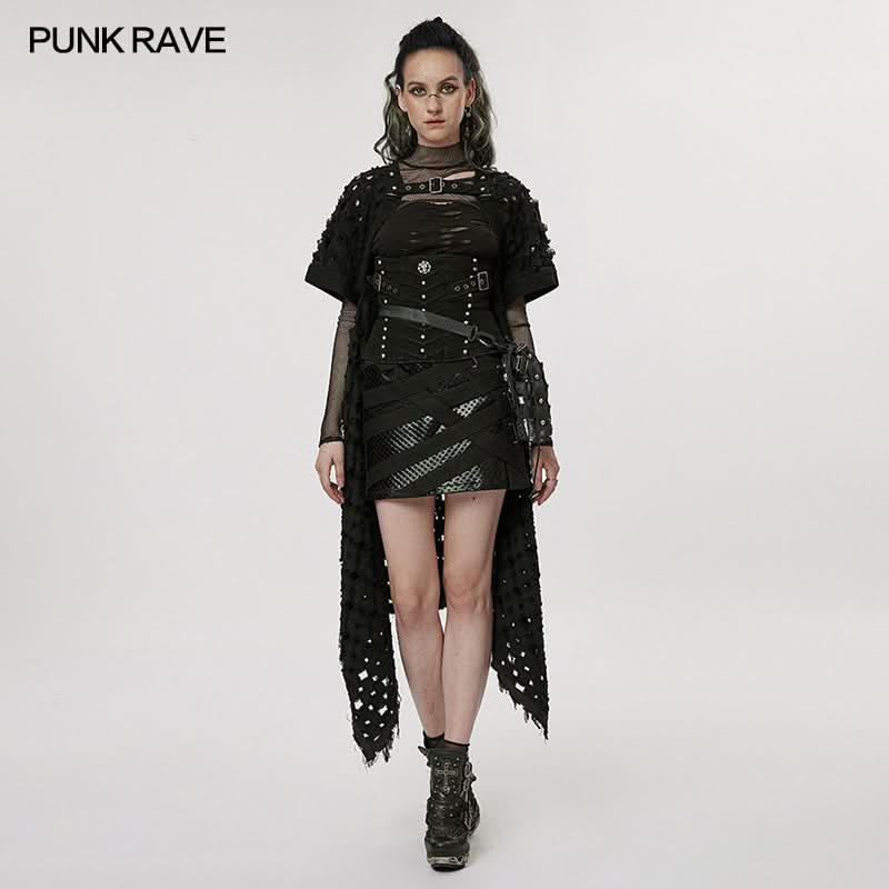 Neon Rain Distressed Cape - PunkRave