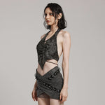 Fantasma Halterneck Top (Grey) - PunkRave