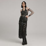 Fantasma Halterneck Top (Grey) - PunkRave