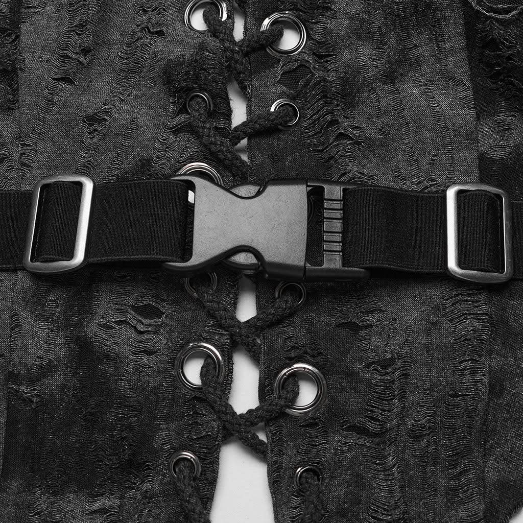 Fantasma Halterneck Top (Grey) - PunkRave