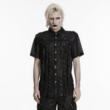 Ember Séance Men's Gothic Shirt with Mesh in Black