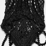 Glyph Women's Gothic Gloves with Beaded Lace in Black