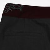 Enkidu Men's Gothic Embroidered Trousers in Black & Red