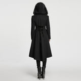 Epitaph Women's Gothic Woollen coat with Faux Fur Trim in Black