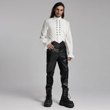 Ulrich Victorian Gothic White Cotton Ruffle Napoleon Shirt Men's