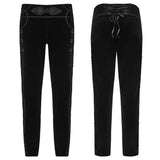 Locket Men's Gothic Embroidered Velvet Pants in Black