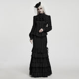 Umbra Women's Gothic Blouse with Ruffled Collar in Black