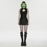 Dusk Rite Women's Gothic Top with Studded Details in Black