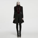 Crow Court Women's Gothic Woollen coat in Black & Red