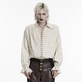 Porphyria Men's Gothic Shirt with Lace-Up Front in White