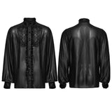 Keats Gothic Glossy Chiffon Ruffled Men's Shirt