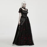 Dead Calm Women's Gothic Ballgown Dress in Black & Red