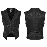 Nox Aeterna Men's Gothic Buckle Brocade Waistcoat in Black