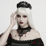 Berenice Beaded Lace Choker Necklace in Black & Red