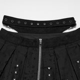 Ossuary Punk Studded Pleated Mini Skirt