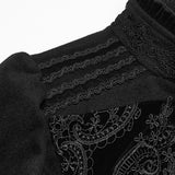 Weird Sisters Women's Gothic Vintage Court Appliqué Coat in Black